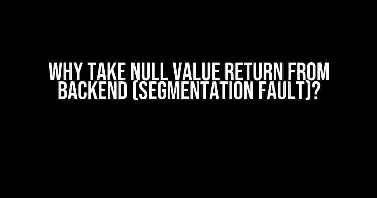 Why Take Null Value Return from Backend (Segmentation Fault)?